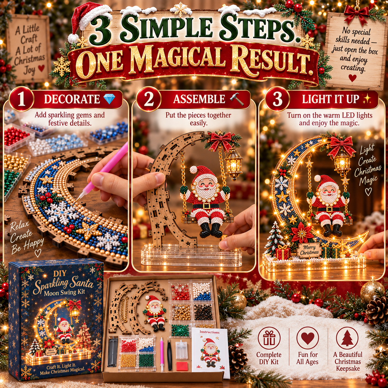 🎄 DIY Sparkling Santa Swing Christmas Light Kit ✨Create It. Light It. Make Christmas Magical.