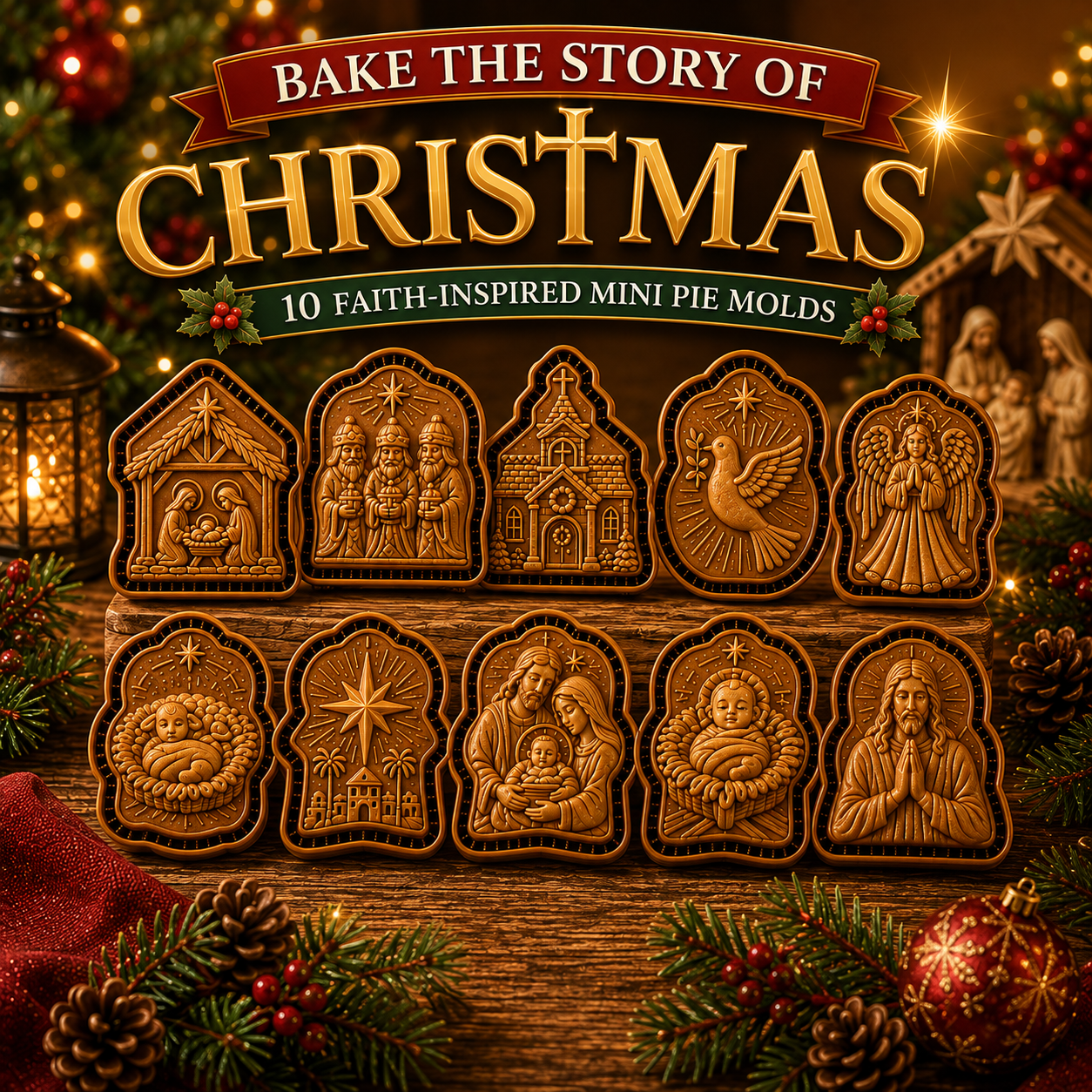 🎁us Last Day Promo: 49% OFF ✝️ Faith & Nativity Christmas Mini Pie Mold Collection