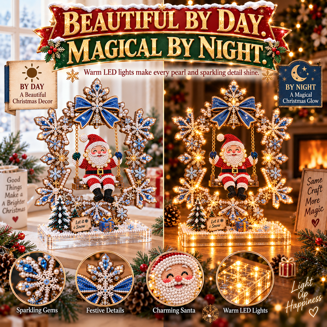 🎄 DIY Sparkling Santa Swing Christmas Light Kit ✨Create It. Light It. Make Christmas Magical.