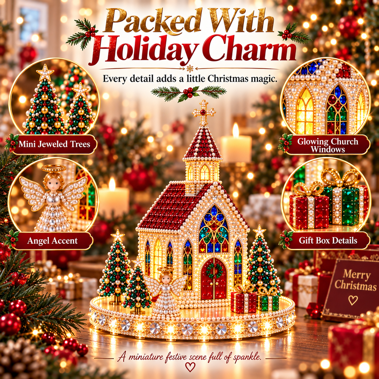 🎁 Last Day 49% OFF –Magical Christmas Village – DIY Rhinestone Set for Festive Table Decor