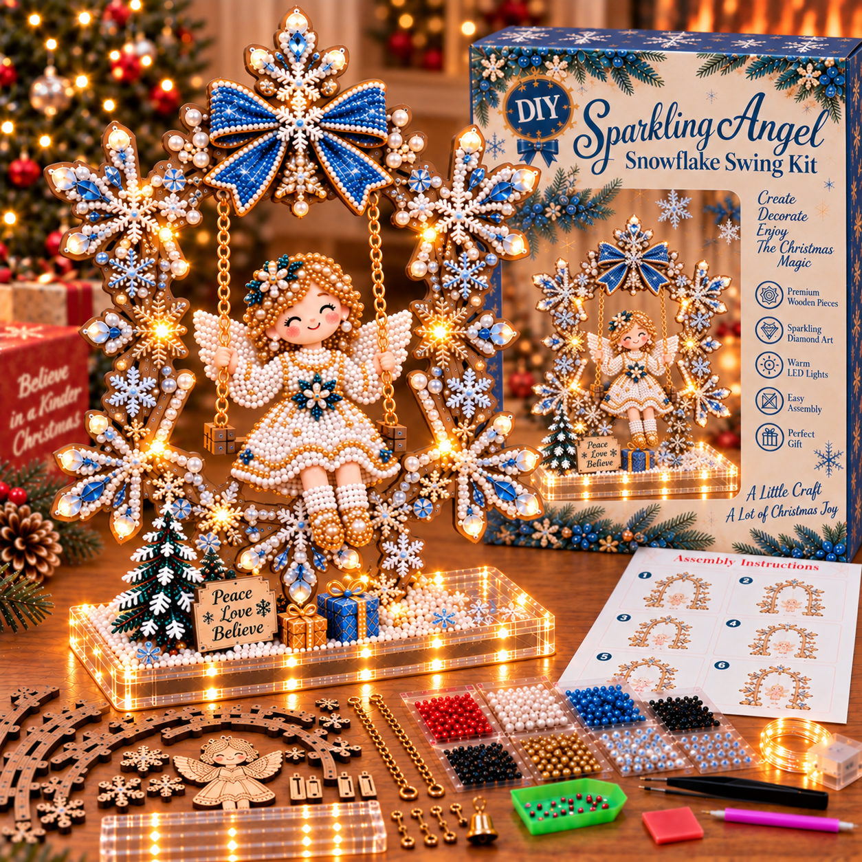 🎄 LAST DAY 49% OFF-DIY Sparkling Santa Swing Christmas Light Kit ✨Create It. Light It. Make Christmas Magical.