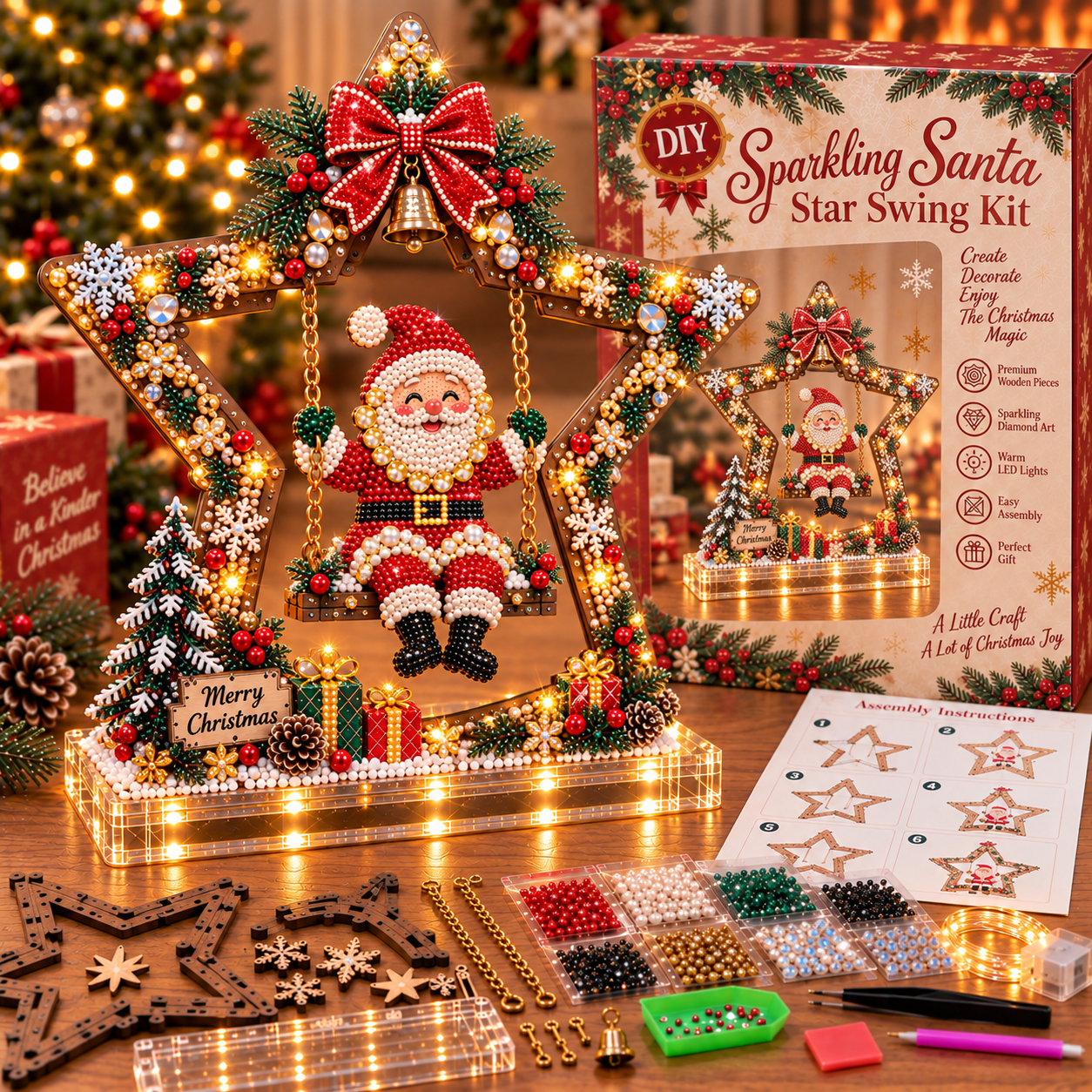 🎄 DIY Sparkling Santa Swing Christmas Light Kit ✨Create It. Light It. Make Christmas Magical.