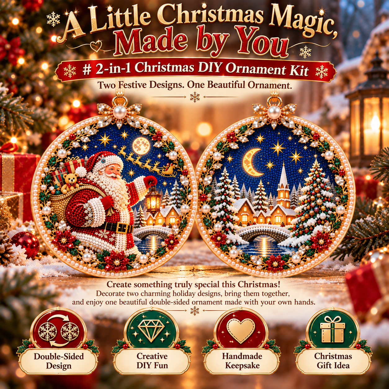 🔥 Holiday Sale: 70% OFF-🎄 2-in-1 DIY Double-Sided Christmas Diamond Art Ornament Kit – Handmade Holiday Tree Decoration & Keepsake Gift