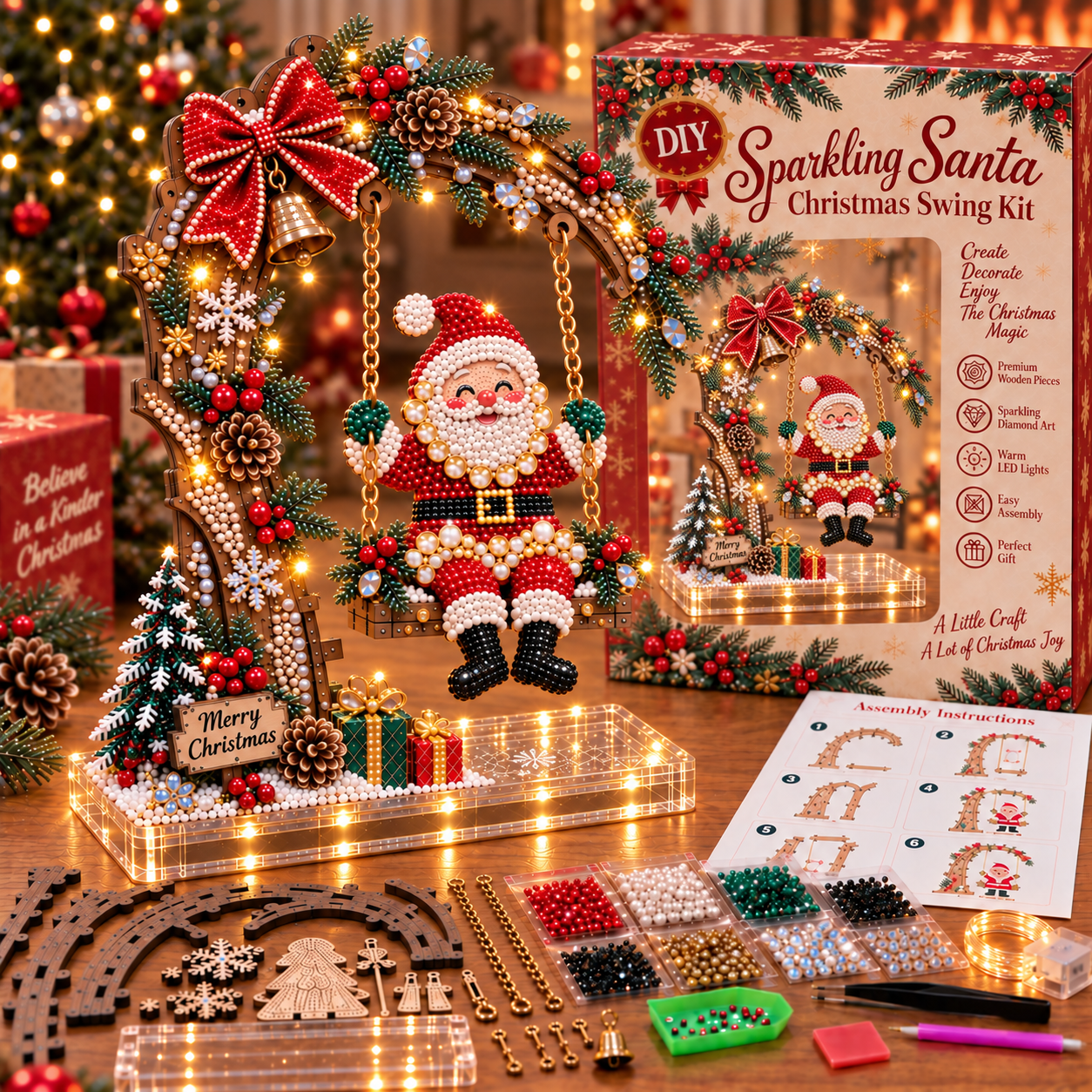 🎄 DIY Sparkling Santa Swing Christmas Light Kit ✨Create It. Light It. Make Christmas Magical.