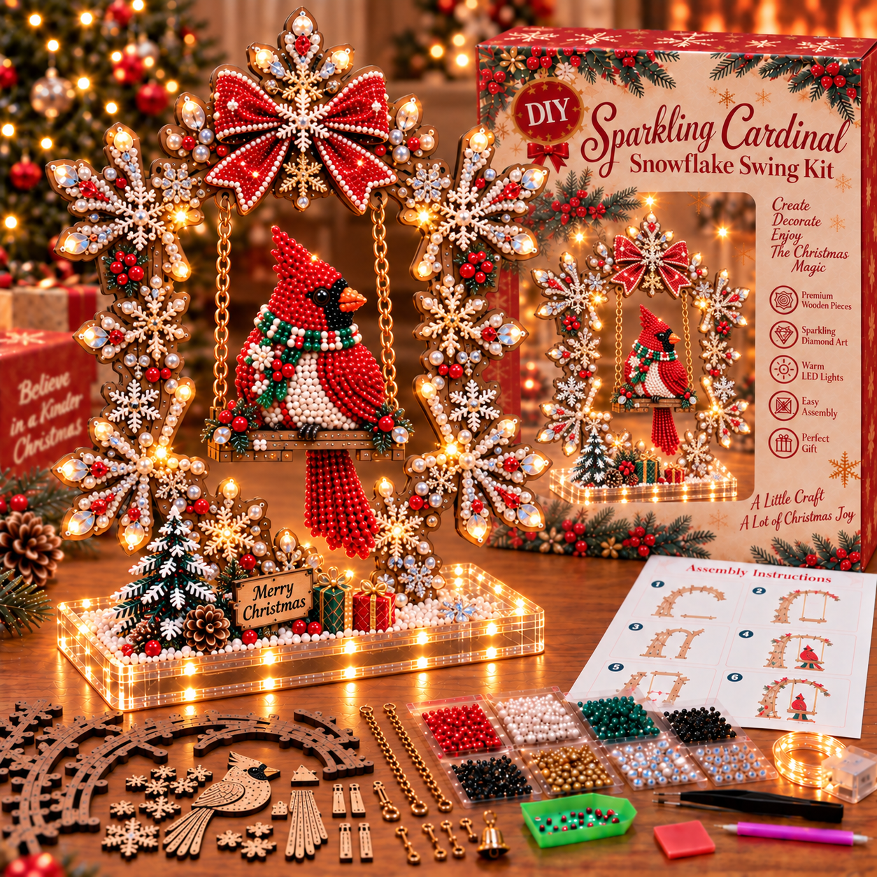 🎄 LAST DAY 49% OFF-DIY Sparkling Santa Swing Christmas Light Kit ✨Create It. Light It. Make Christmas Magical.