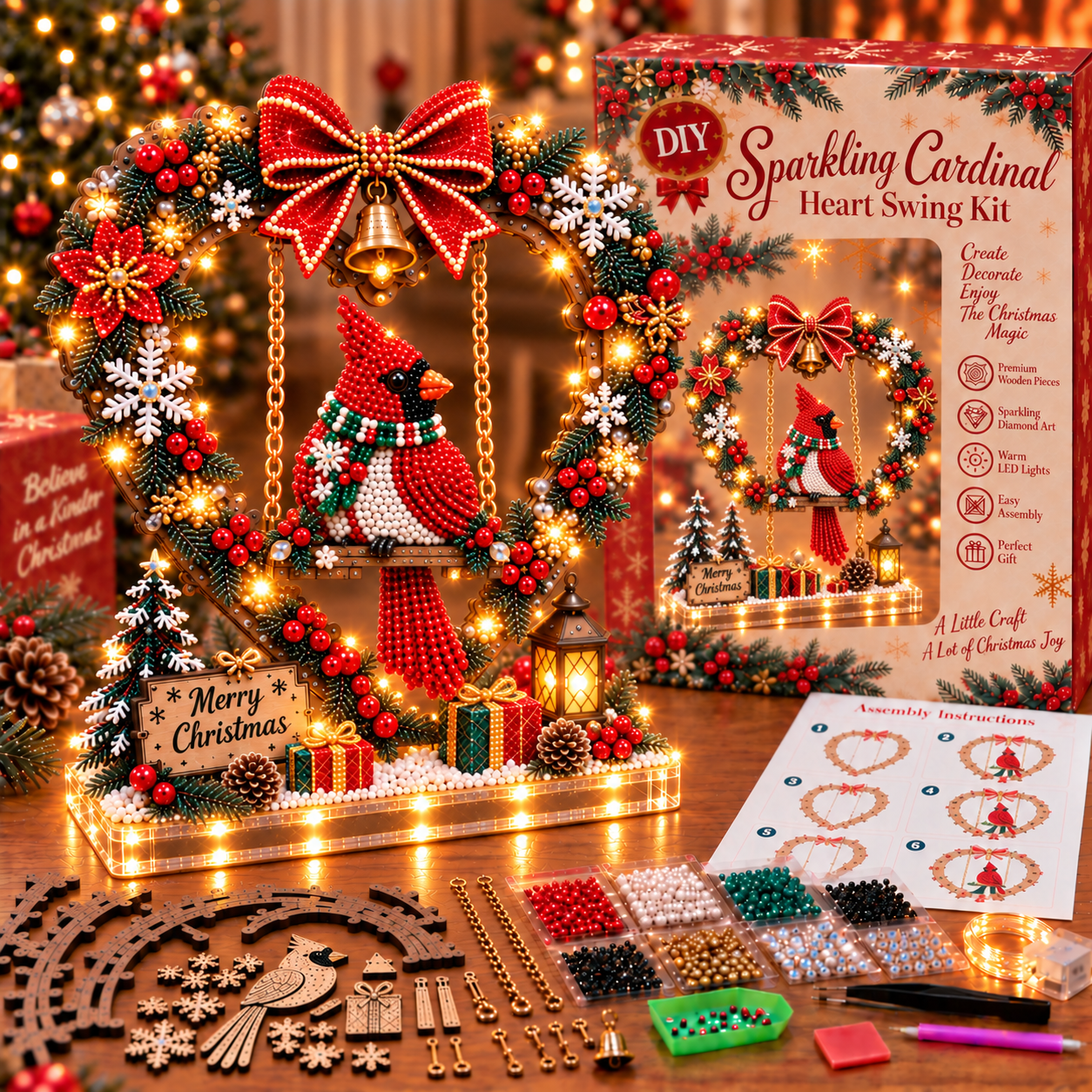 🎄 LAST DAY 49% OFF-DIY Sparkling Santa Swing Christmas Light Kit ✨Create It. Light It. Make Christmas Magical.