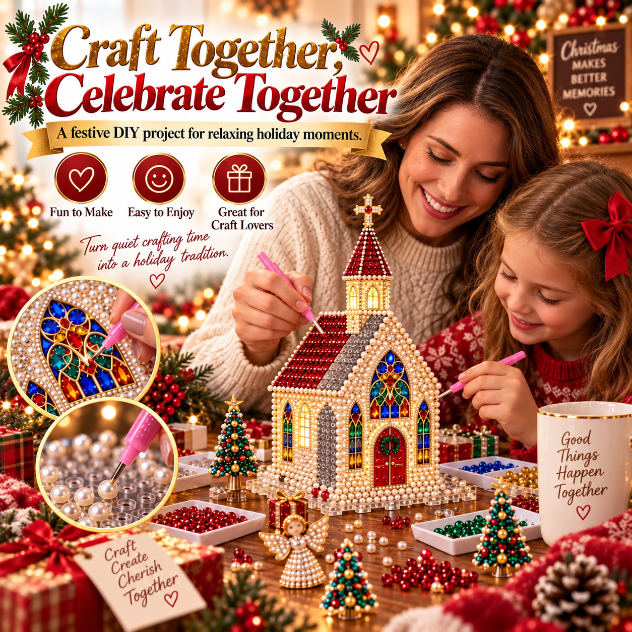 🎁 Last Day 49% OFF –Magical Christmas Village – DIY Rhinestone Set for Festive Table Decor