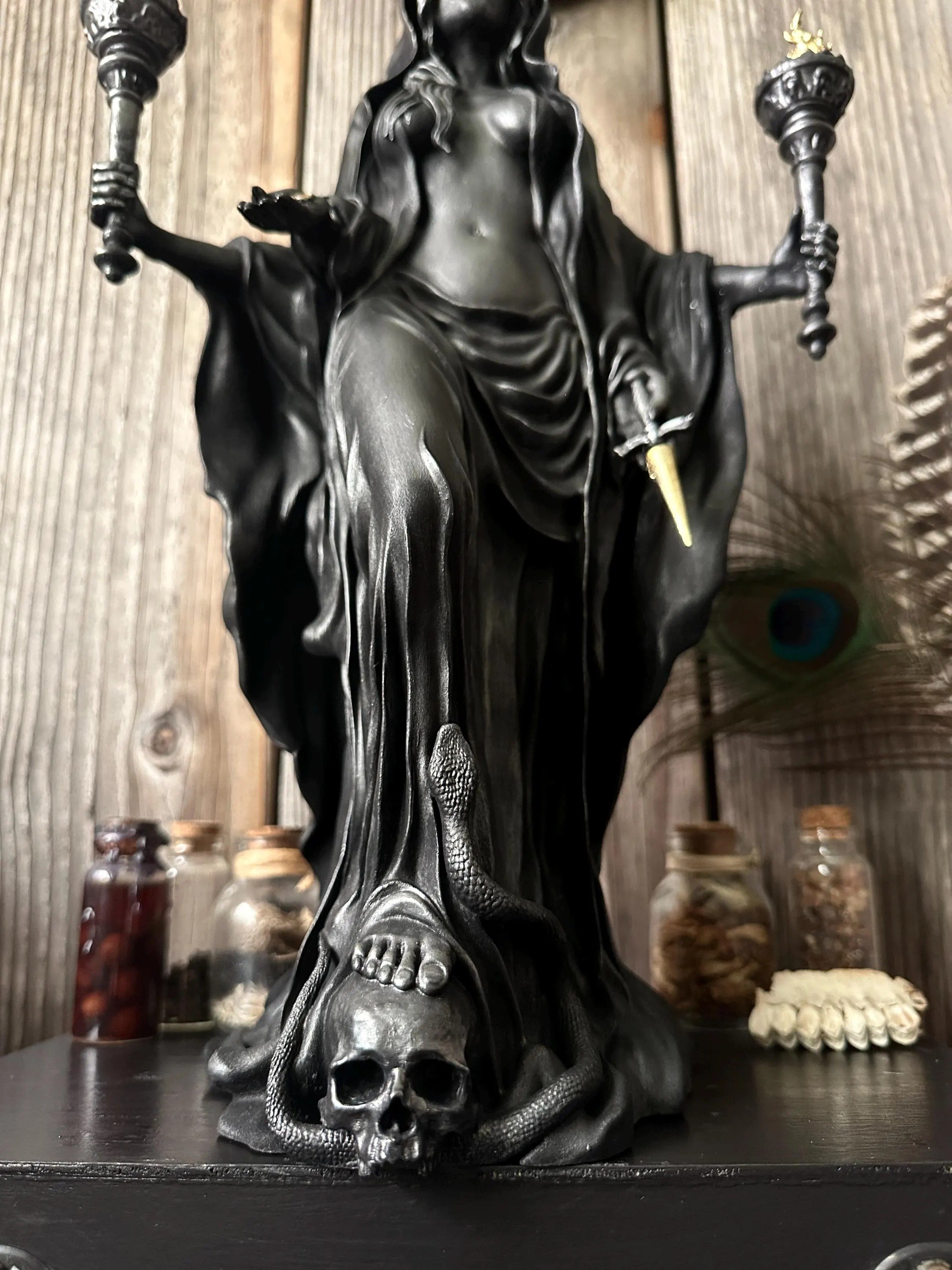 Resin Hecate statue sculptural detail
