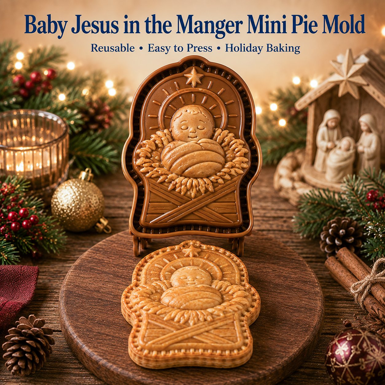 🎁🇺🇸 Last Day Promo: 49% OFF ✝️ Faith & Nativity Christmas Mini Pie Mold Collection