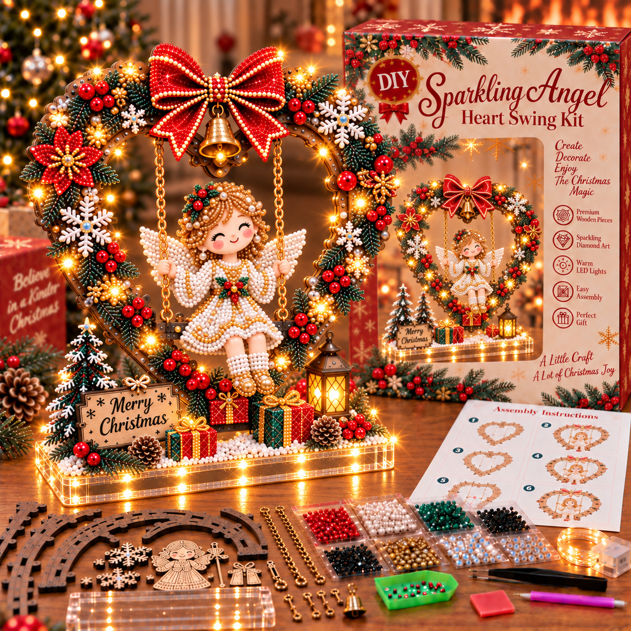 🎄 LAST DAY 49% OFF-DIY Sparkling Santa Swing Christmas Light Kit ✨Create It. Light It. Make Christmas Magical.