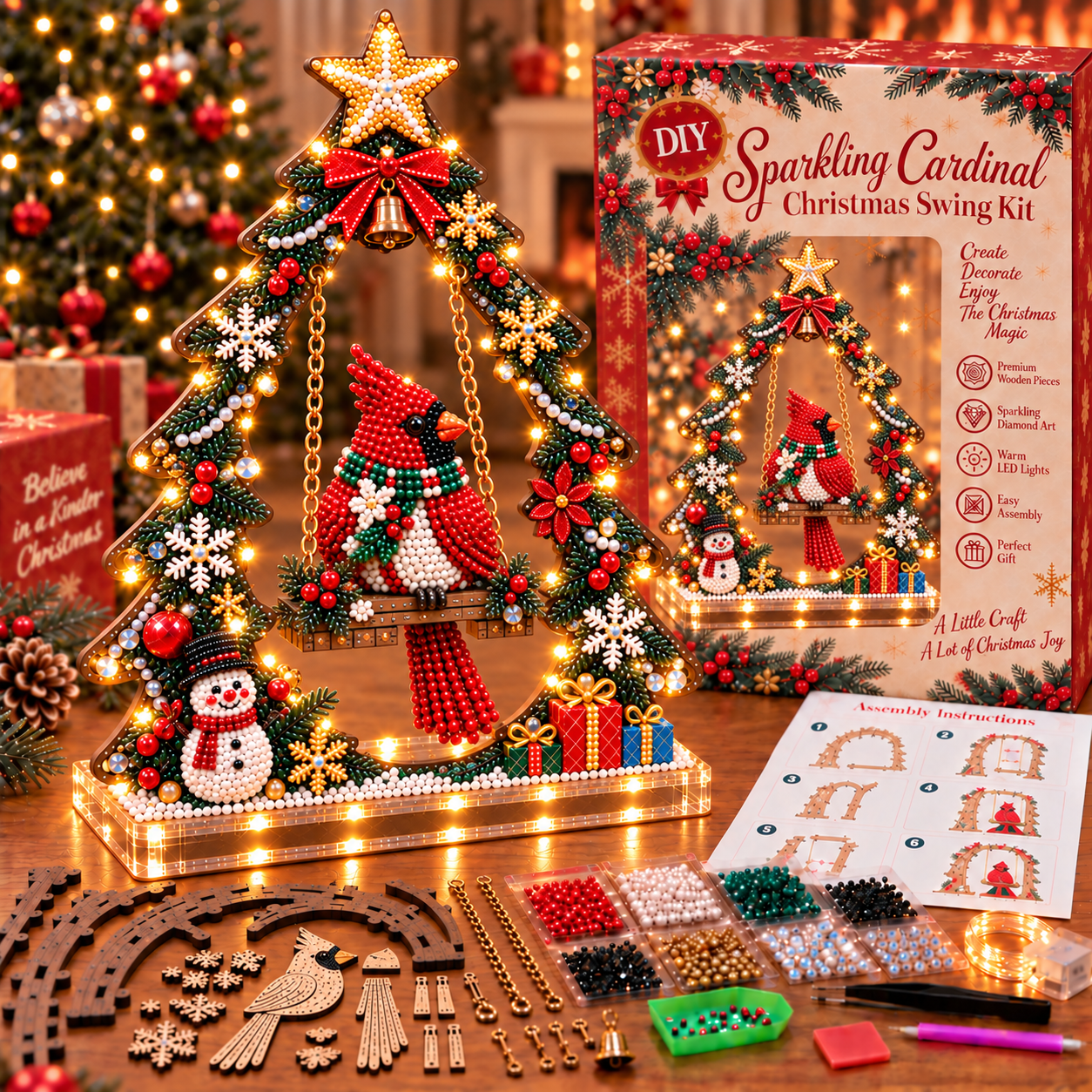 🎄 LAST DAY 49% OFF-DIY Sparkling Santa Swing Christmas Light Kit ✨Create It. Light It. Make Christmas Magical.