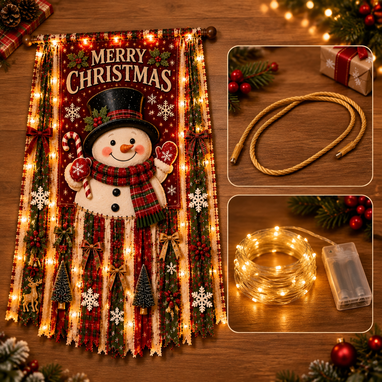 ⏳ Last Day 49% OFF -Lighted Christmas Door Hanging Decor