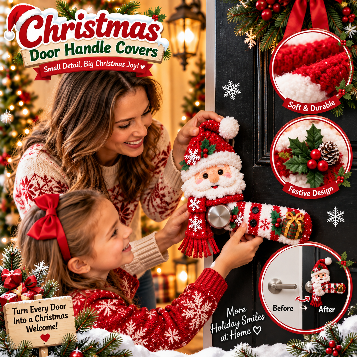 🎄LAST DAY 70% OFF- Christmas Character Door Handle Covers