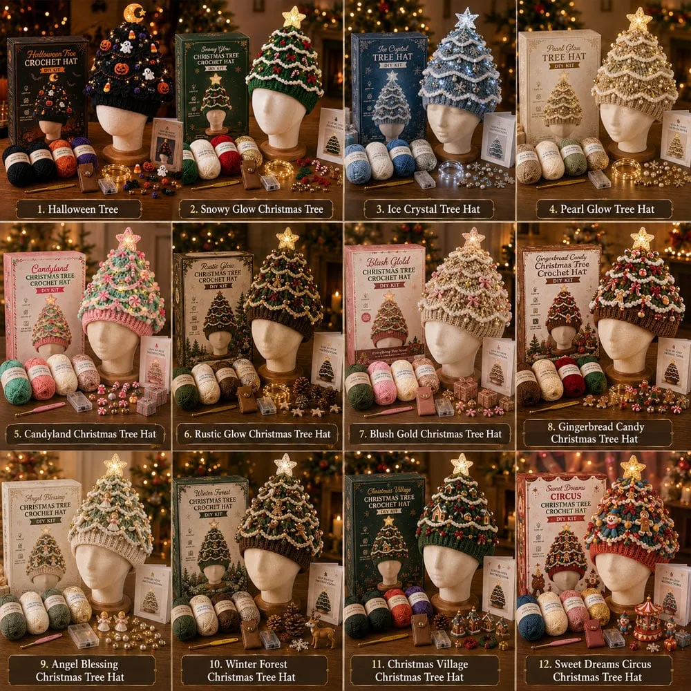 ⏳ Last Day 49% OFF – 🎄Beginner-Friendly Light-Up Christmas Tree Crochet Hat DIY Kit | Complete Kit with Coordinated Yarn, LED Lights & Step-by-Step Guide Included 💕