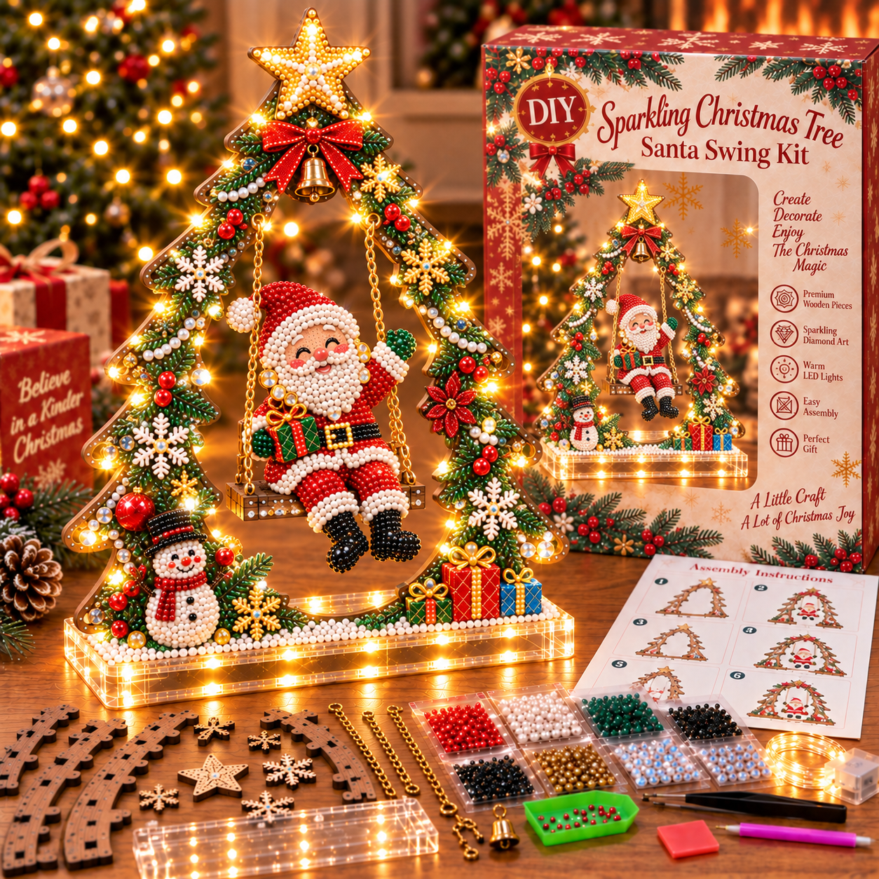 🎄 DIY Sparkling Santa Swing Christmas Light Kit ✨Create It. Light It. Make Christmas Magical.