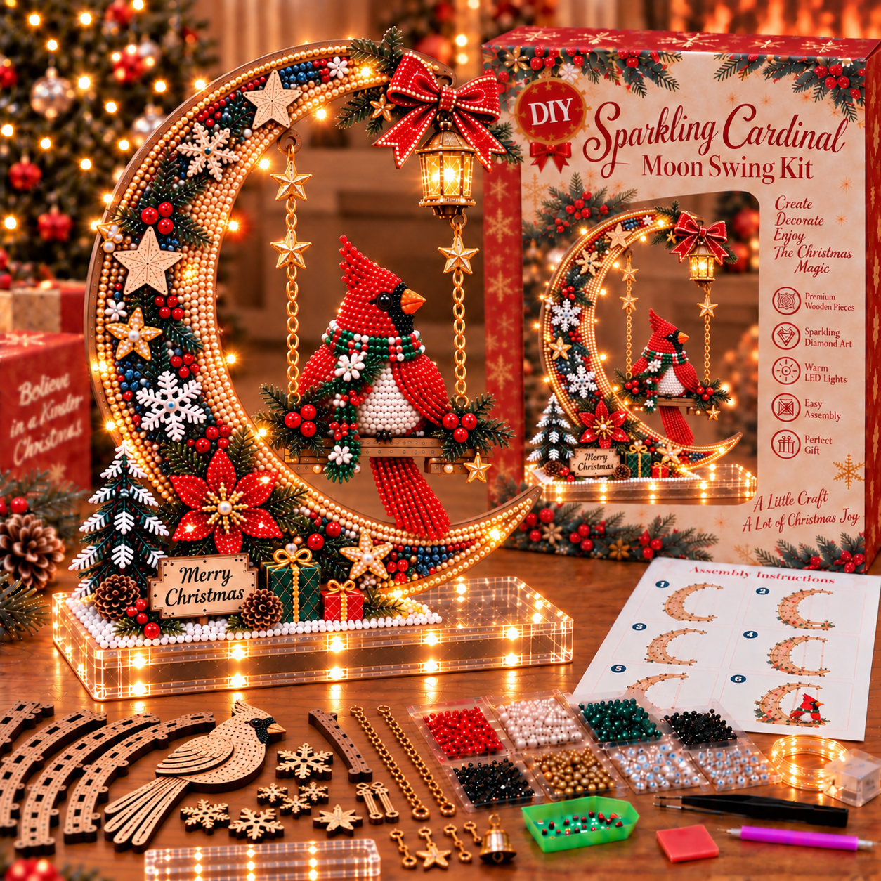 🎄 LAST DAY 49% OFF-DIY Sparkling Santa Swing Christmas Light Kit ✨Create It. Light It. Make Christmas Magical.