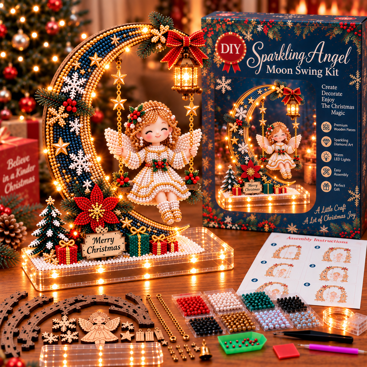 🎄 LAST DAY 49% OFF-DIY Sparkling Santa Swing Christmas Light Kit ✨Create It. Light It. Make Christmas Magical.