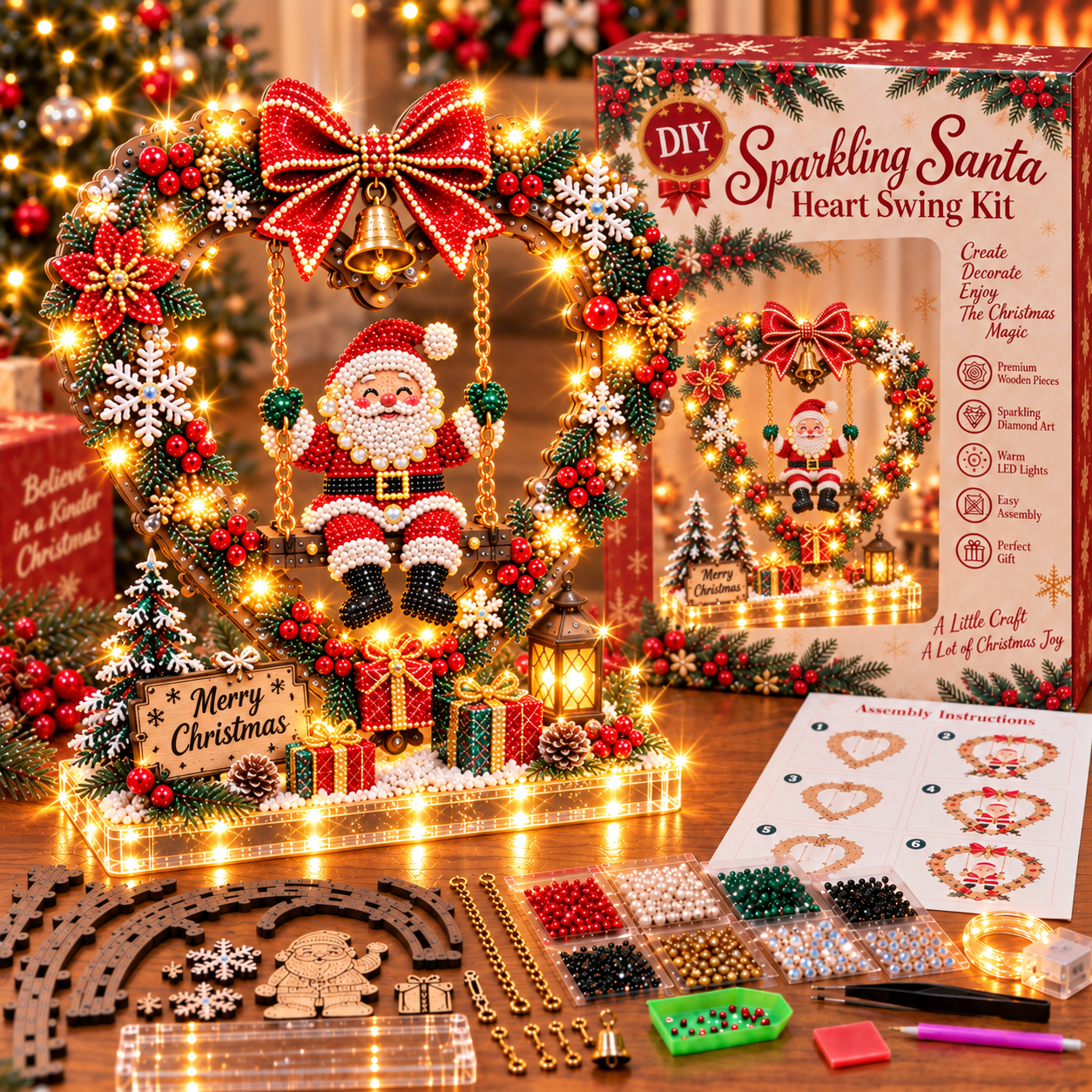 🎄 DIY Sparkling Santa Swing Christmas Light Kit ✨Create It. Light It. Make Christmas Magical.