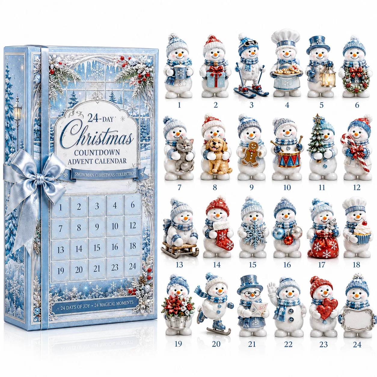 ⏳ Last Day 49% OFF –✨24-Day Christmas Countdown Advent Calendar – Snowman Christmas Series