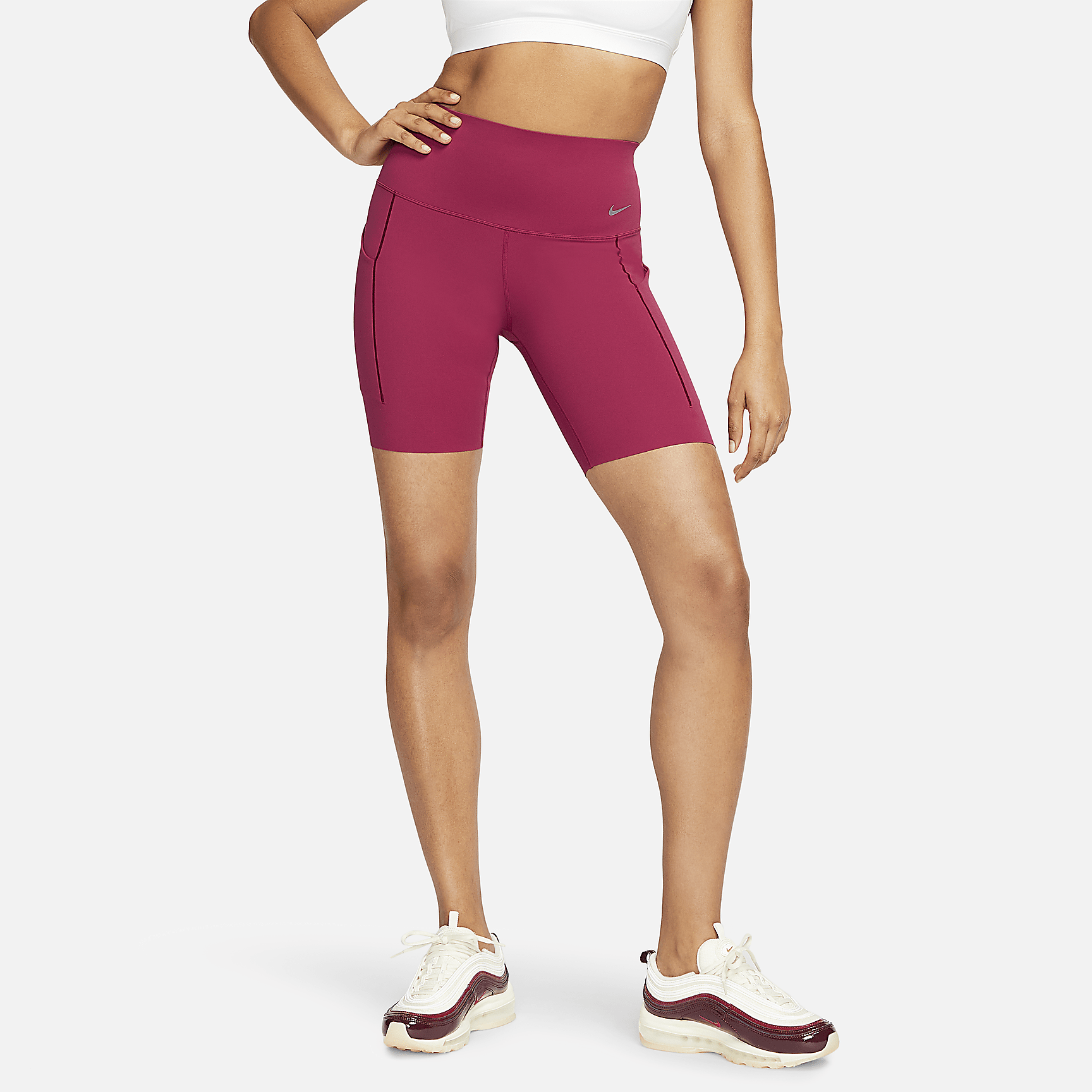 Universa - Women's Medium-Support High-Waisted 8" Biker Shorts with Pockets