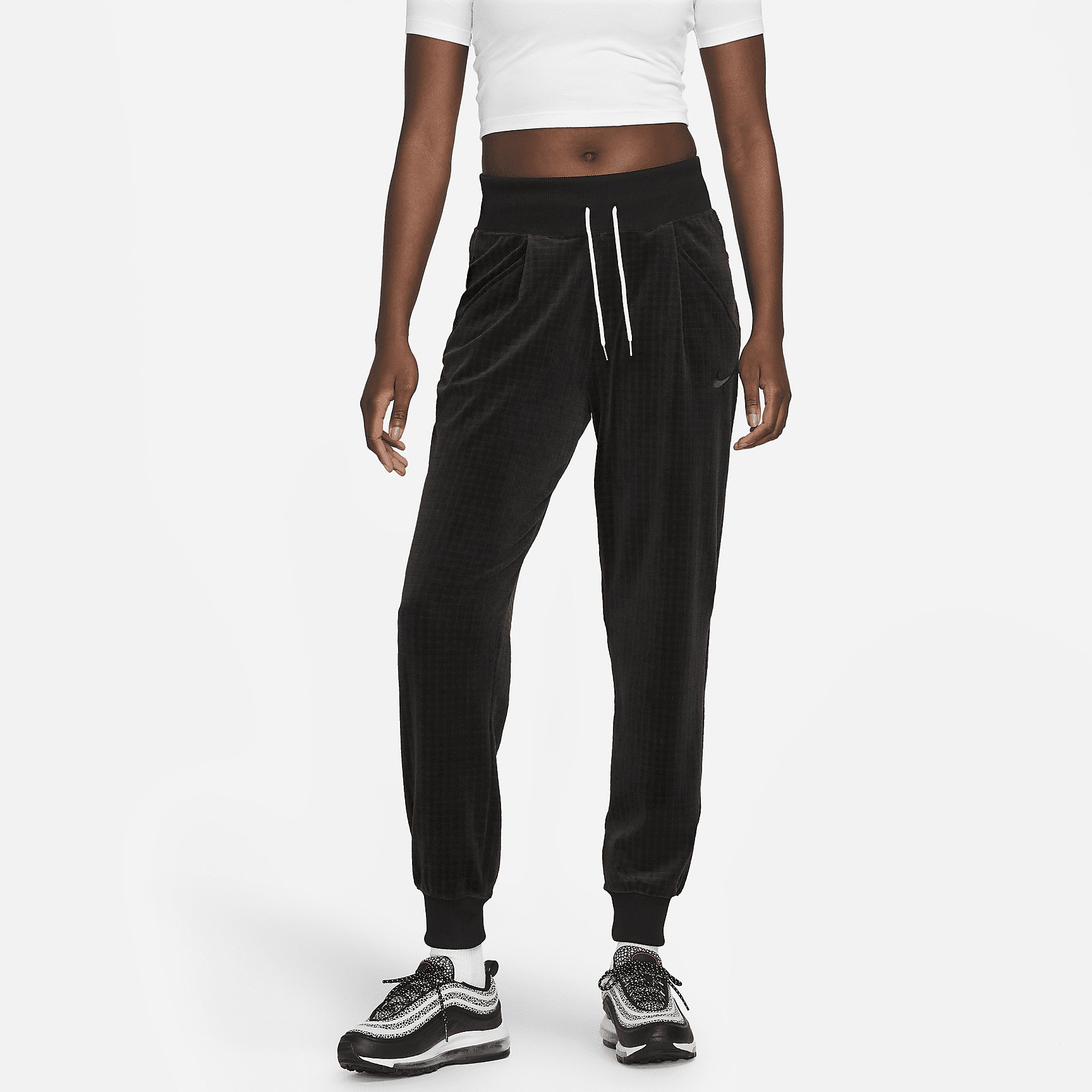 Sportswear - Women's High-Waisted Velour Joggers
