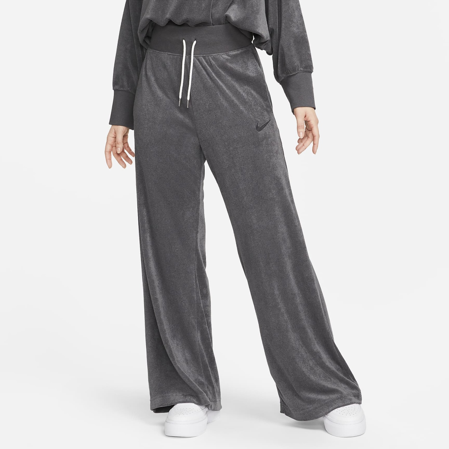 Sportswear - Women's High-Waisted Wide-Leg Terry Pants