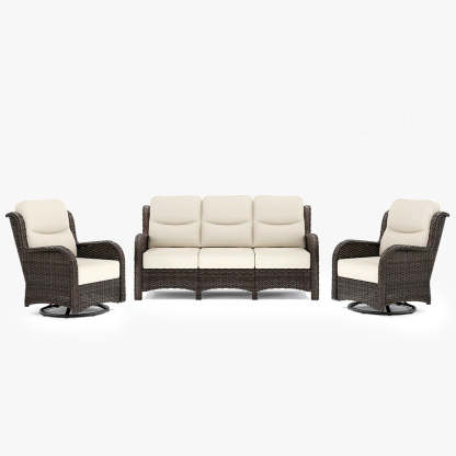 Hawthorne 5 Seater Patio Rattan Sofa Set with Swivel Chairs