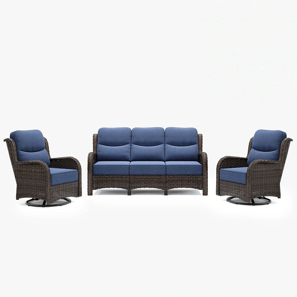 Hawthorne 5 Seater Patio Rattan Sofa Set with Swivel Chairs