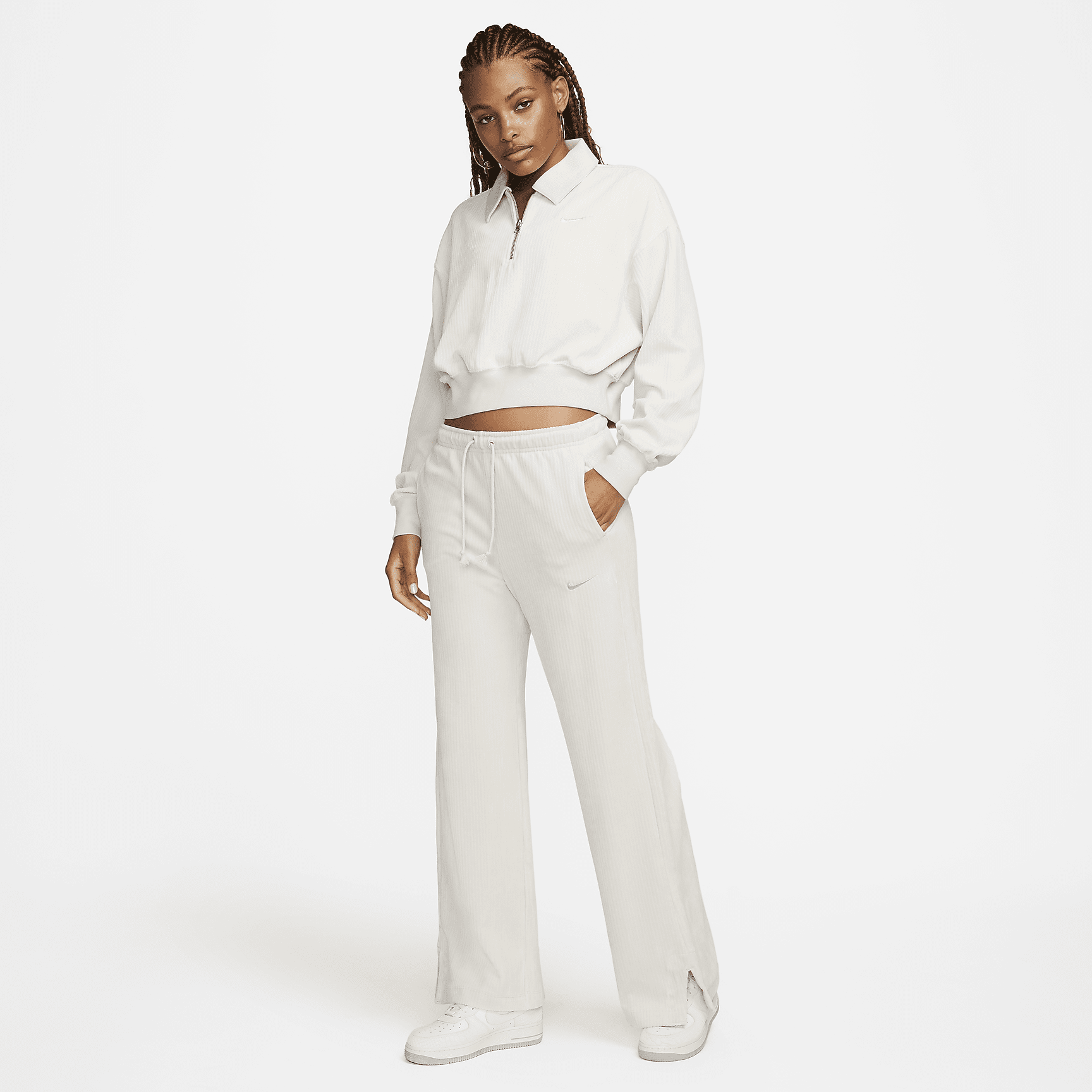 Sportswear - Women's Velour Wide-Leg Pants