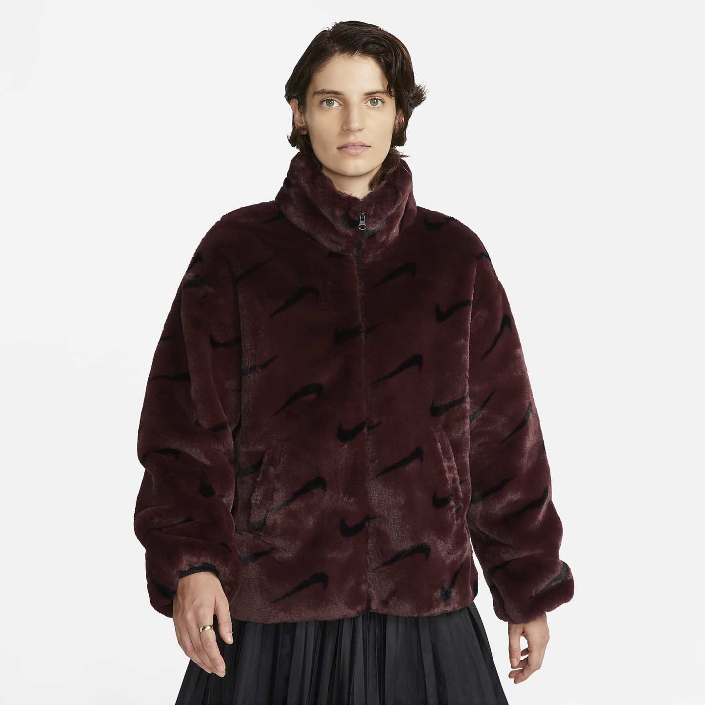 Sportswear Plush - Women's Printed Faux Fur Jacket
