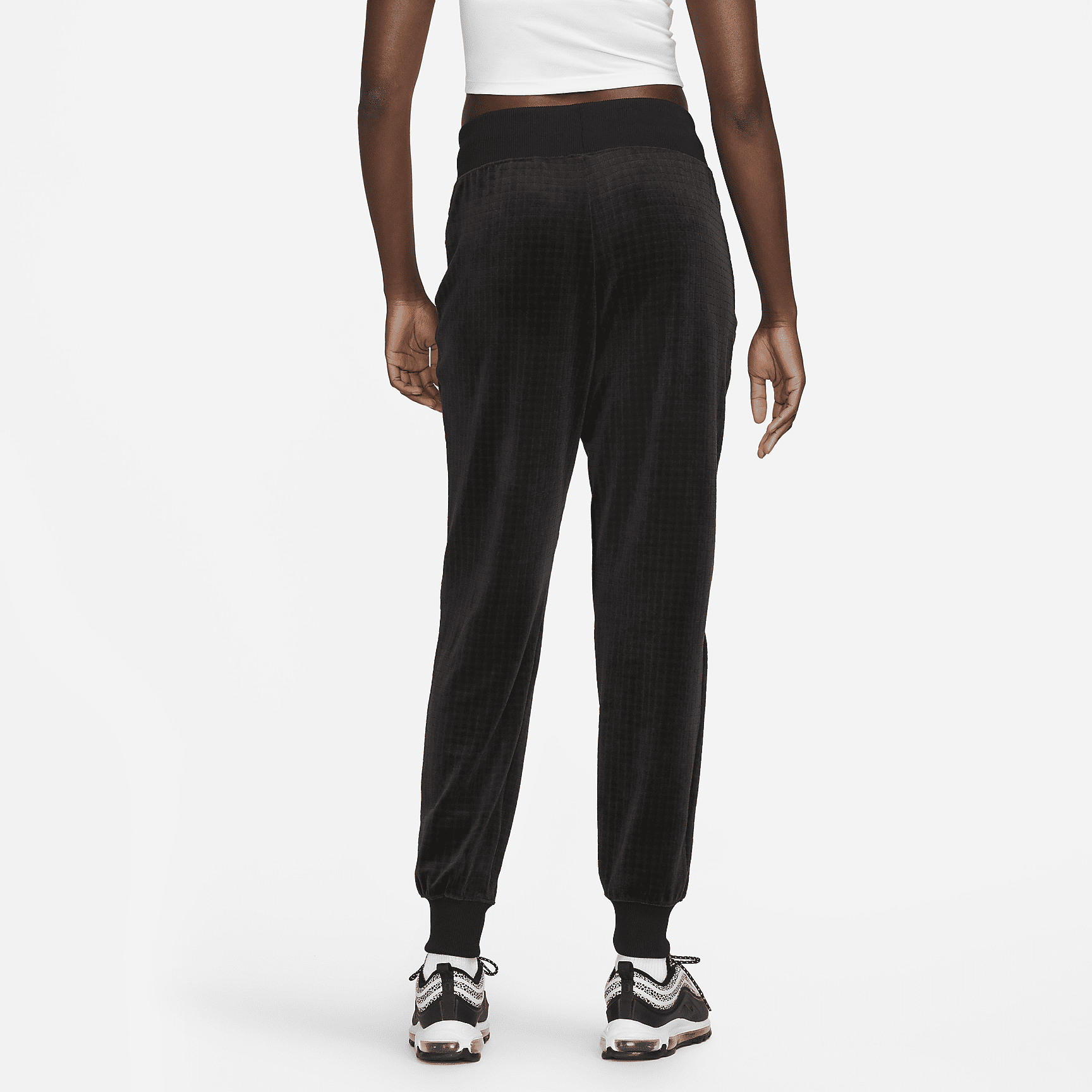 Sportswear - Women's High-Waisted Velour Joggers
