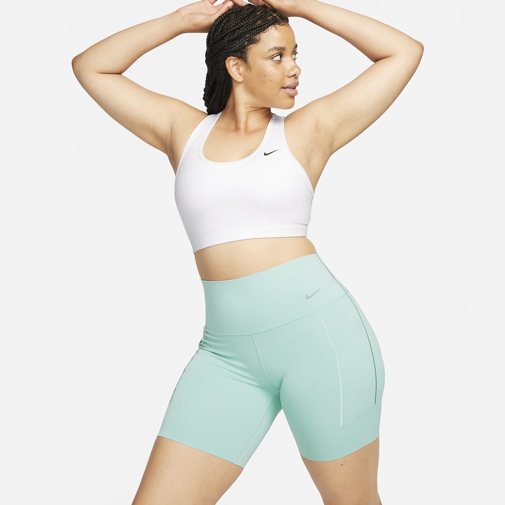 Universa - Women's Medium-Support High-Waisted 8" Biker Shorts with Pockets