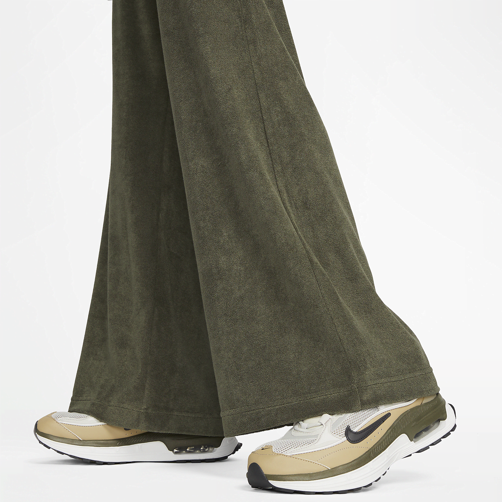 Sportswear - Women's High-Waisted Wide-Leg Terry Pants