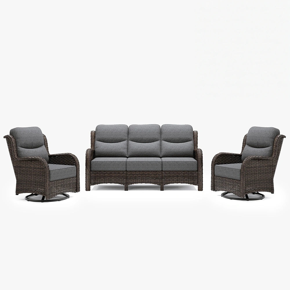 Hawthorne 5 Seater Patio Rattan Sofa Set with Swivel Chairs
