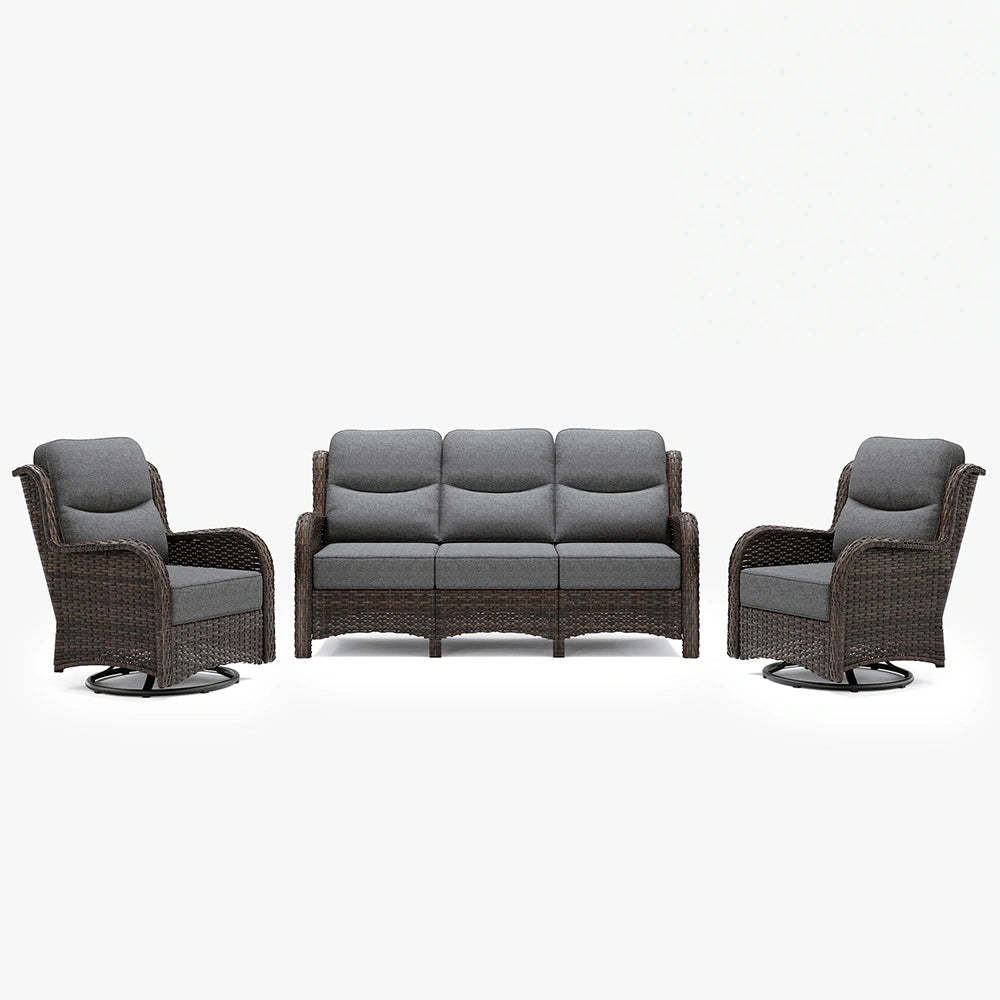 Hawthorne 5 Seater Patio Rattan Sofa Set with Swivel Chairs