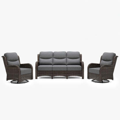 Hawthorne 5 Seater Patio Rattan Sofa Set with Swivel Chairs