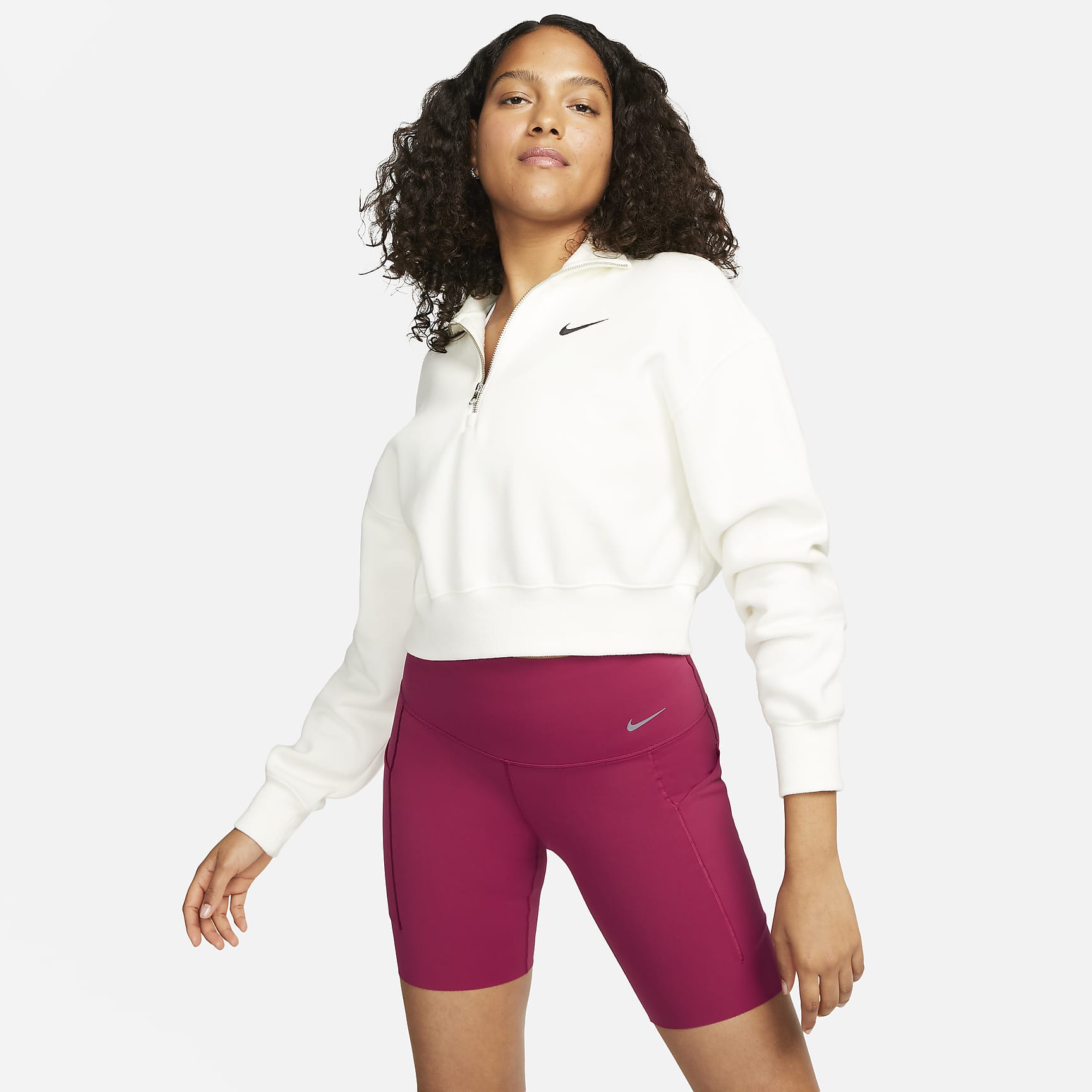 Universa - Women's Medium-Support High-Waisted 8" Biker Shorts with Pockets