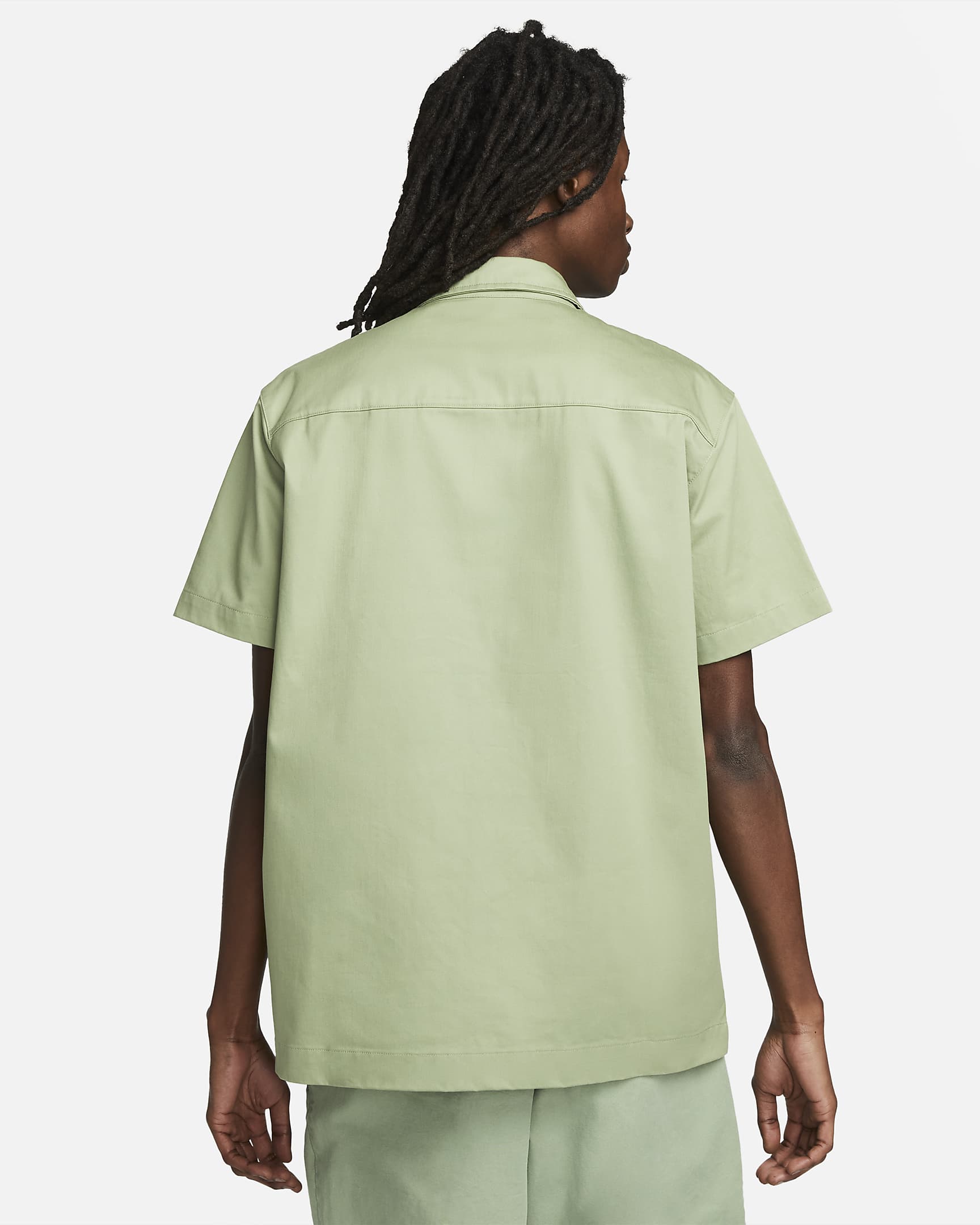 Men's Woven Military Short-Sleeve Button-Down Shirt