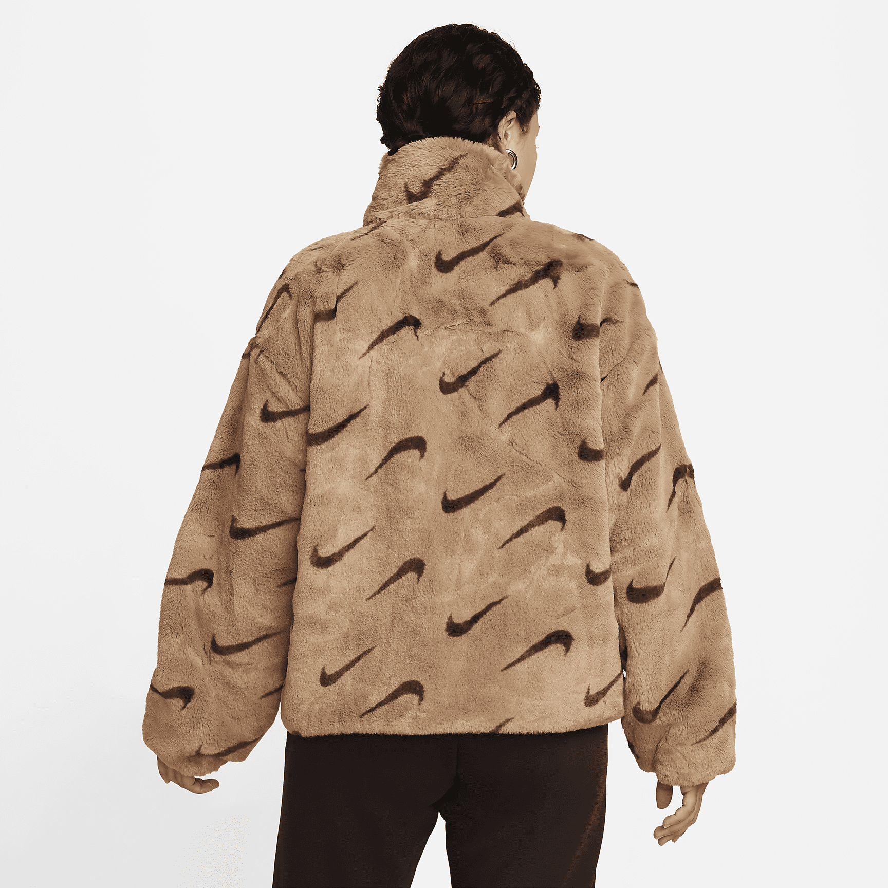 Sportswear Plush - Women's Printed Faux Fur Jacket