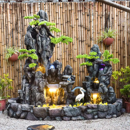 Clearance sale 6-level outdoor waterfall fountain with 30 LED lights.