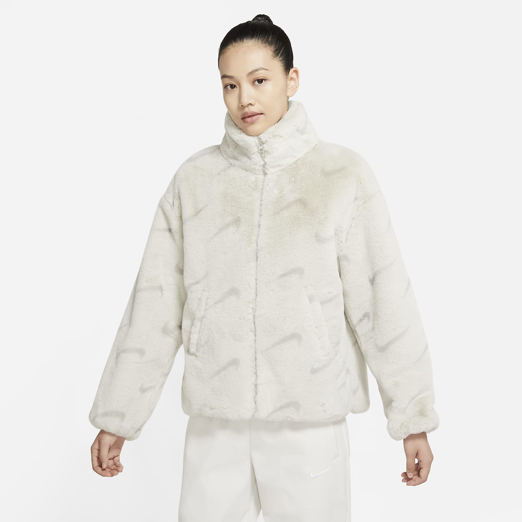 Sportswear Plush - Women's Printed Faux Fur Jacket