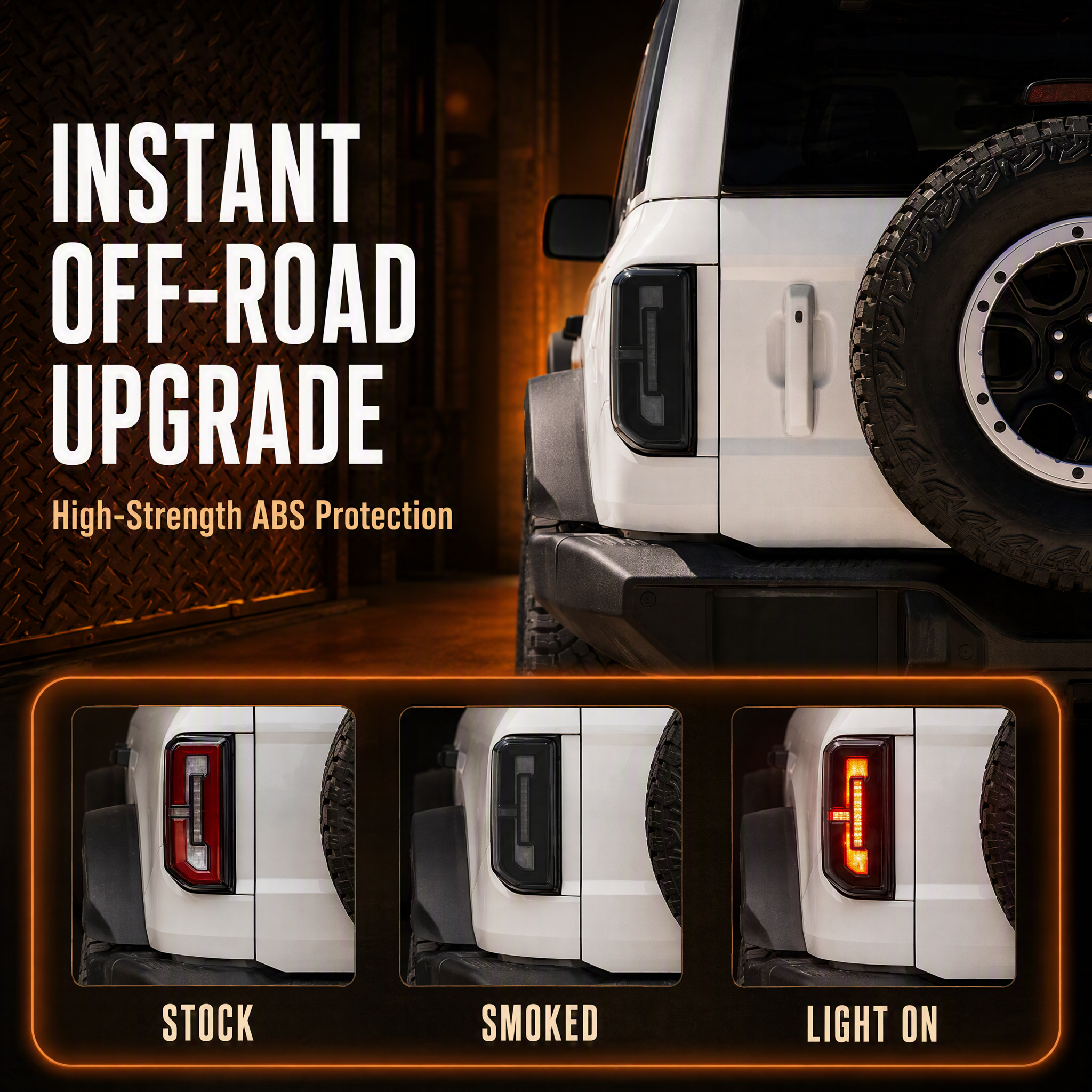 Smoked Taillight Lamp Shell Cover Trim Compatible With Bronco 2021+