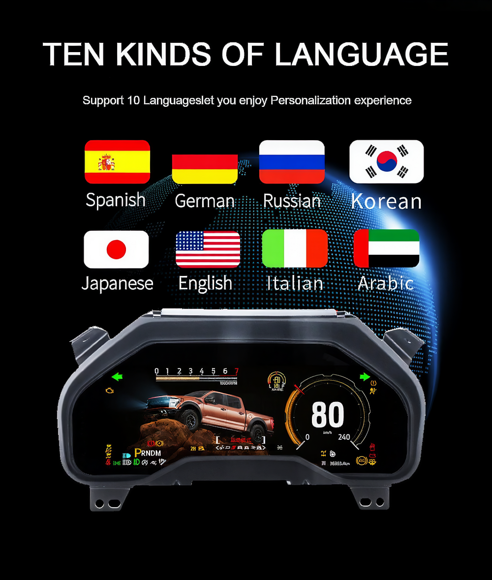 12.3" Car LCD Digital Cluster Dashboard Instrument Compatible With Ford F150/ Raptor 2015-2020