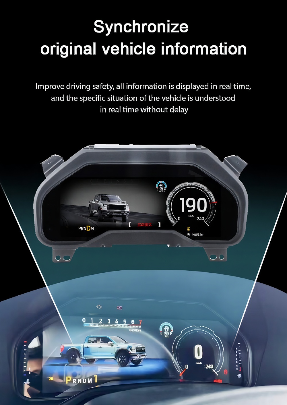 12.3" Car LCD Digital Cluster Dashboard Instrument Compatible With Ford F150/ Raptor 2015-2020