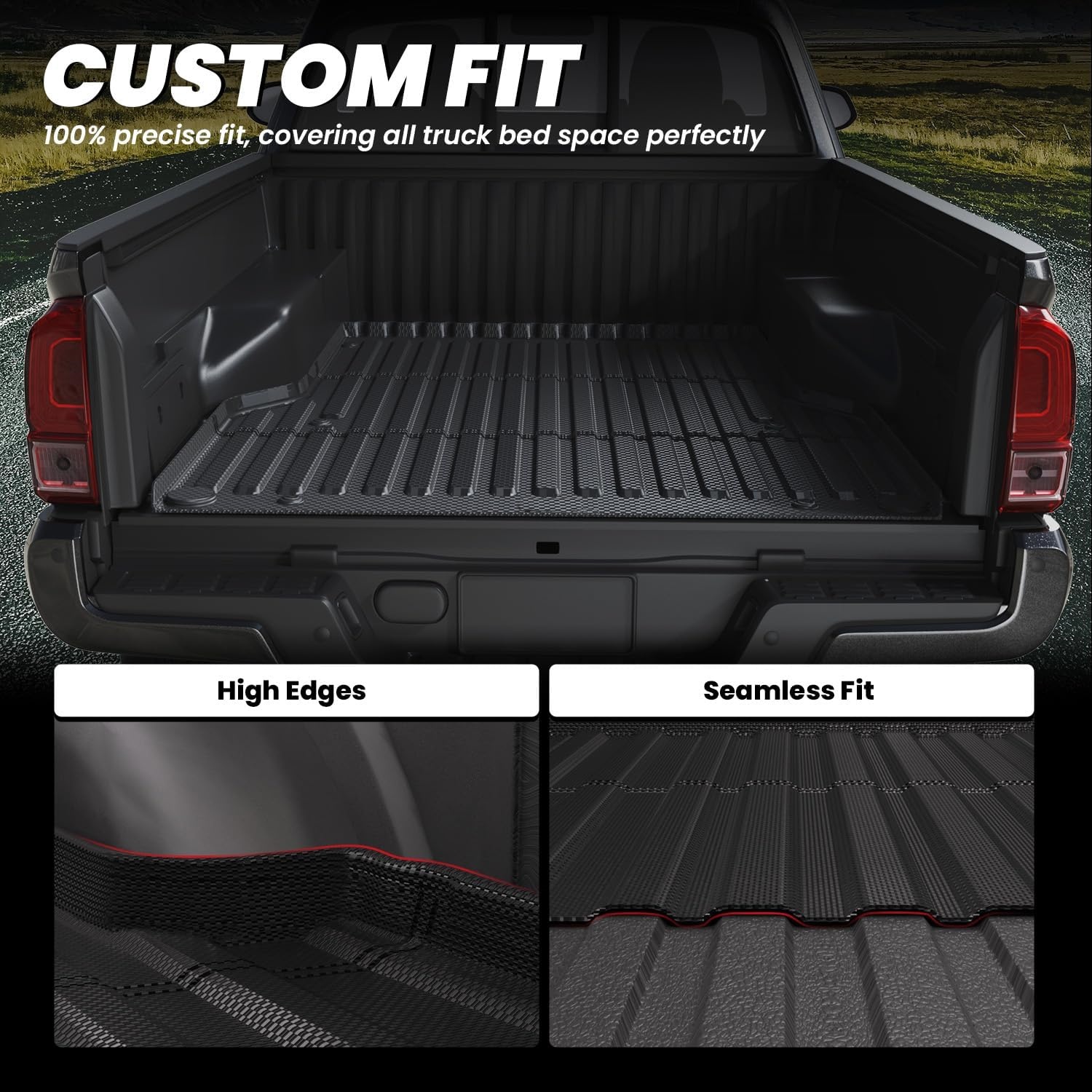 Custom Fit Truck Bed Mat High Edges Seamless Fit