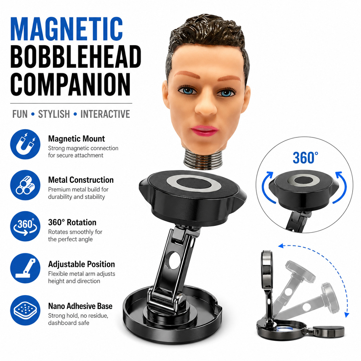 P10 Magnetic Car Dashboard Hanging Ornament - cr7 - Upright magnetic mount（Mode/X/CYber） - image 3