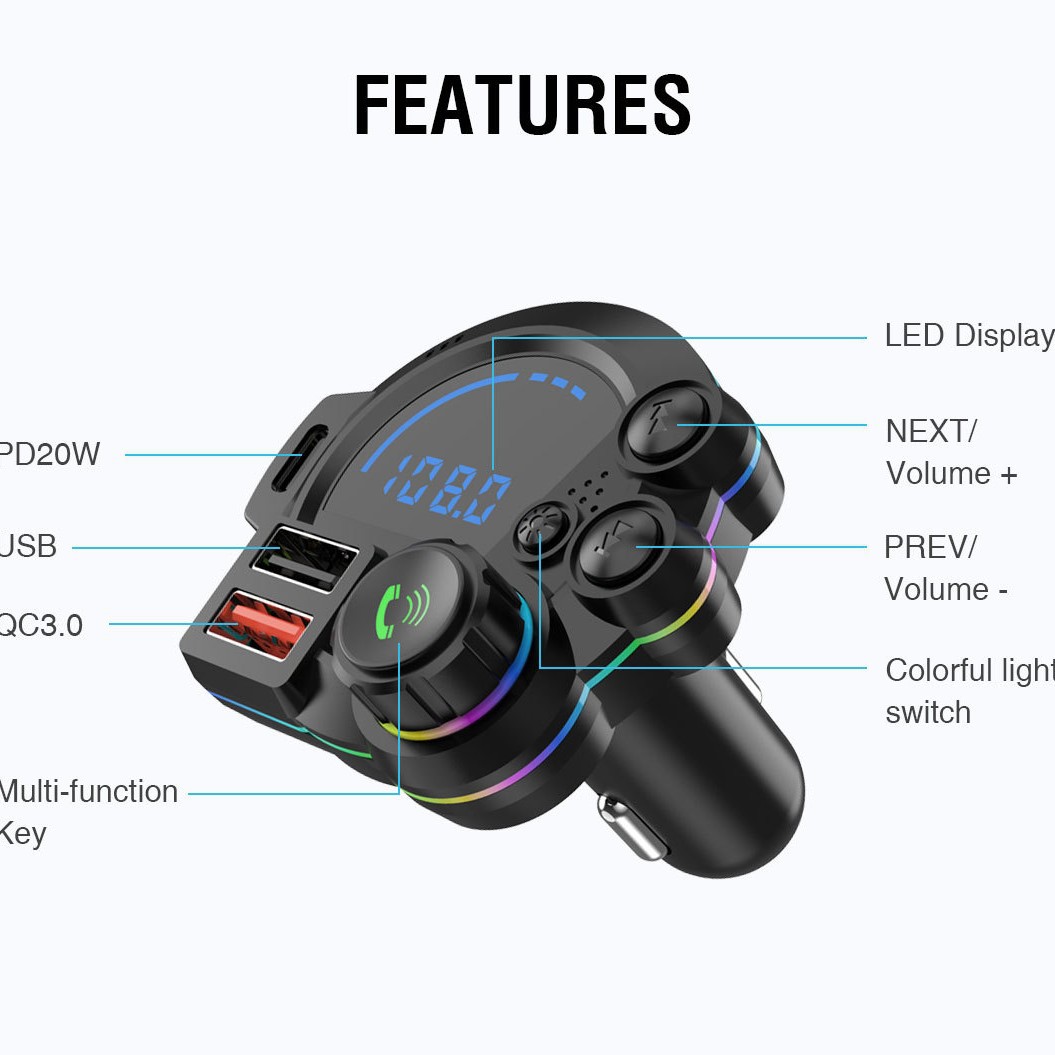 X80 Bluetooth 5.3 Fm Transmitter Car Charger - image 5