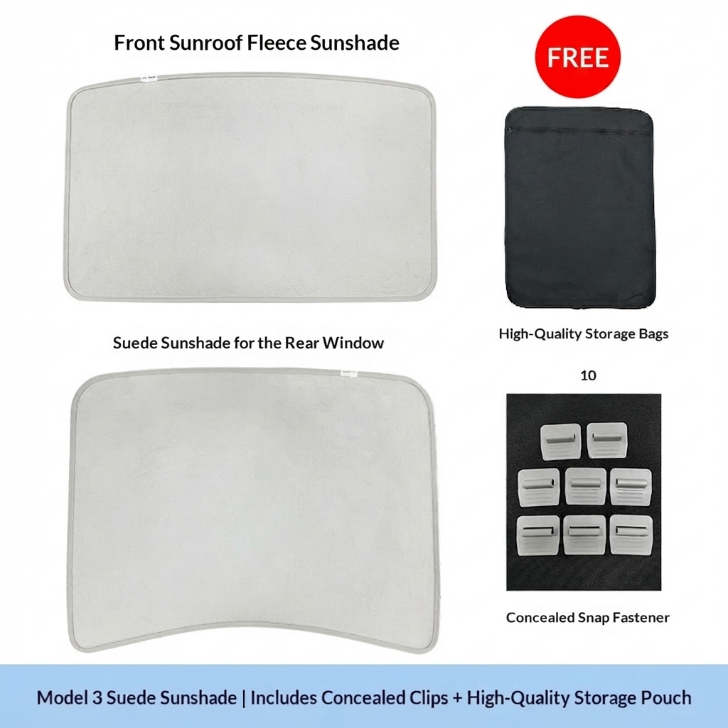 P200 Sunshade Roof for Model Y/3/3 Highland - Gray - Suede Sunshade For Model 3 - image 7