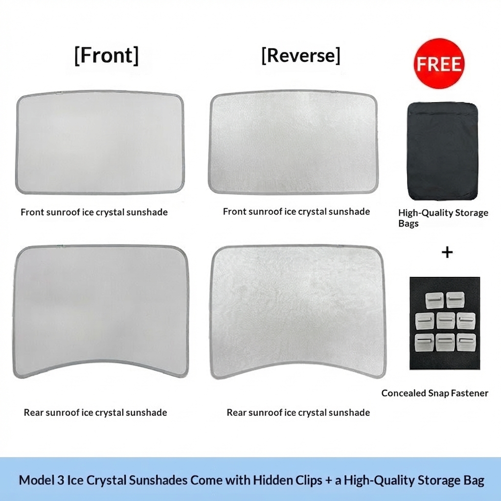 P200 Sunshade Roof for Model Y/3/3 Highland - Gray - Ice Crystal Sunshade For Model 3 - image 6