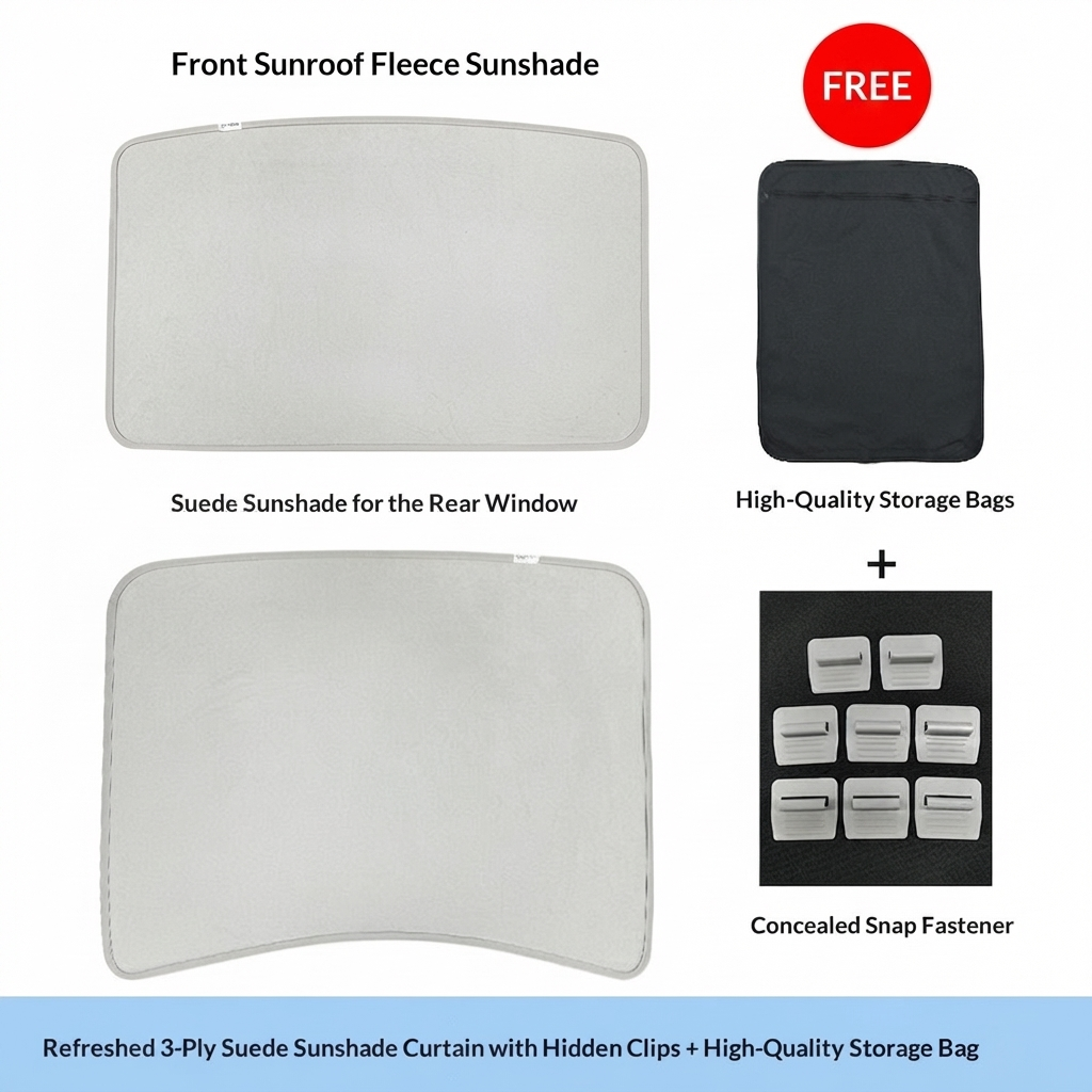 P200 Sunshade Roof for Model Y/3/3 Highland - Gray - Suede Sunshade For Model 3 Highland - image 10
